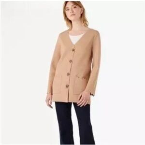 Kate Spade Scalloped Sweater Blazer size M camel colour